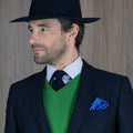 Royal Blue Silk Handkerchief with White Medium Spots