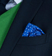 Royal Blue Silk Handkerchief with White Medium Spots