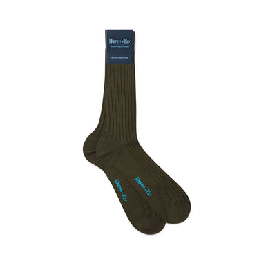 Short Plain Dark Green Cotton Socks