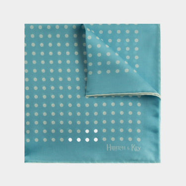 Sky Blue Silk Handkerchief with White Spots