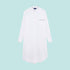 White Herringbone Cotton Nightshirt With Navy Piping