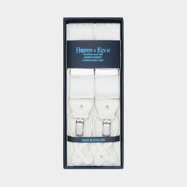 White Moire Silk, Leather End Braces